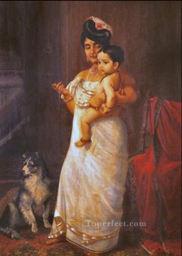  Varma Painting - Raja Ravi Varma There Comes Papa 1893